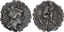 Roma Republic Denarius Serratus,  Poblicia 80 BC Rome - F to VF