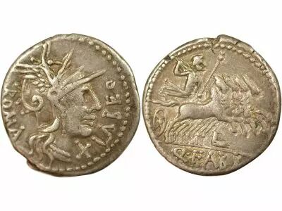 Roma Republic Fabia Gens - Silver Denarius - 124 BC Rome