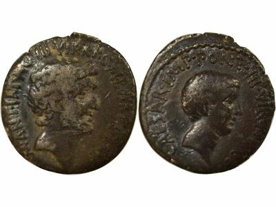 Roma Republic Mark Antony & Octavius - Silver Denarius - 41 BC Ephesus
