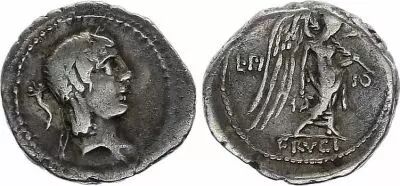 Roma Republic Quinarius,  Calpurnia 90 BC Rome - F+