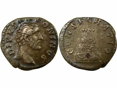 Roman Empire  Antoninous Pious - Silver Denarius, Funeral Pyre - 161 Rome