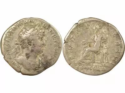Roman Empire  Hadrian - Silver Denarius, Seated Concordia - 119- / 122 Rome