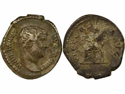 Roman Empire  Hadrian - Silver Denarius, Seated Victoria - 134  Rome