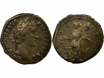 Roman Empire Antoninous Pious - Silver Denarius, Standing Salus - 148 / 149 Rome