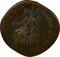 Roman Empire Antoninus Pius - Sestertius, Seated Inudlgentia - 152 / 154 Rome