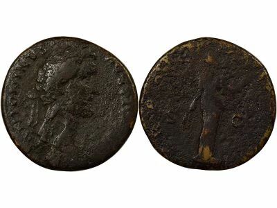 Roman Empire Antoninus Pius - Sestertius, Standing Fides - 139 Rome