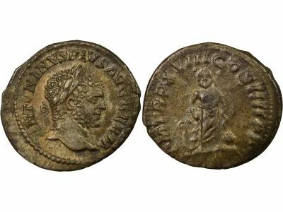 Roman Empire Caracalla - Denarius, Asclepius- 213 Rome