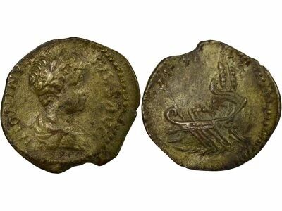 Roman Empire Caracalla - Silver Denarius, Galley - 202 Rome