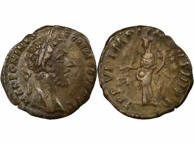 Roman Empire Commodus - Silver Denarius, Standing Aequitas - 181 Rome