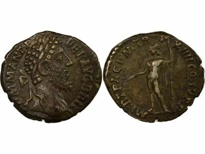 Roman Empire Commodus - Silver Denarius, Standing Mars - 189 Rome