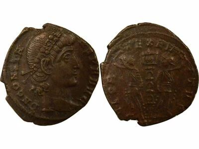 Roman Empire Constans - Nummus, Soldiers & Standard - 336 / 341
