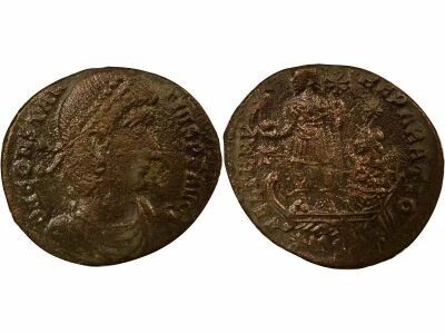 Roman Empire Constantius II - Maiorina, Galley & Emperor - 350 / 355 Thessaloniki