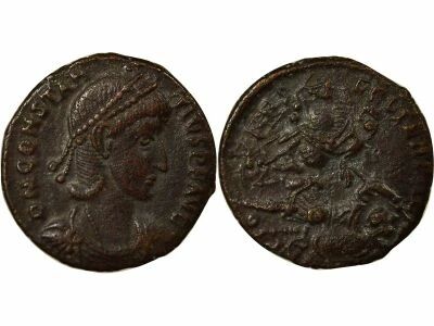 Roman Empire Constantius II - Nummus, Soldier spearing Horseman - 350 / 355 Antioch