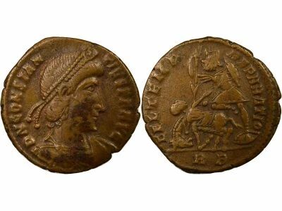 Roman Empire Constantius II - Nummus, Soldier spearing Horseman - 352 / 355 Antioch