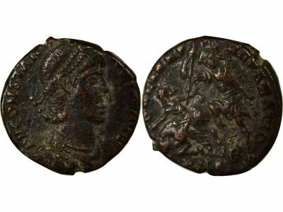 Roman Empire Constantius II - Nummus, Soldier spearing Horseman - 355 / 361 Antioch
