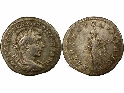 Roman Empire Elagabalus - Denarius, Salus - 218 Rome