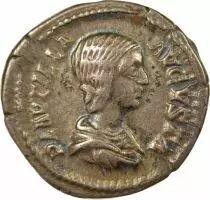 Roman Empire Fulvia Plautilla - Silver Denarius, Standing Pietas - 203 Rome