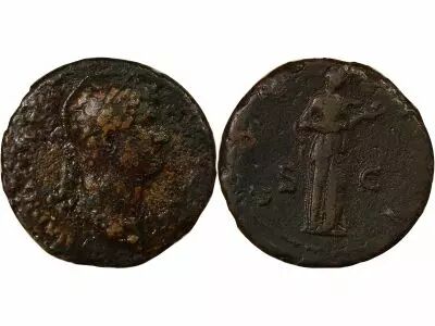 Roman Empire Hadrian - As, Salus riight - 128 Rome