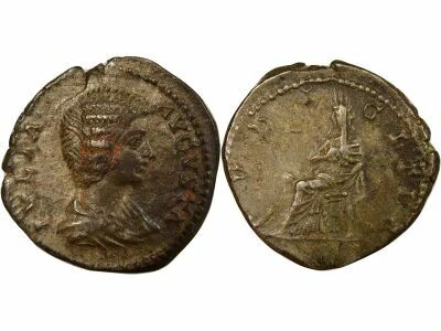 Roman Empire Julia Domna - Silver Denarius, Pudicitia - 211 Rome