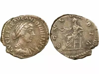 Roman Empire Lucilla - Silver Denarius, Concordia - 164 / 166 Rome