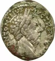 Roman Empire Marcus Aurelius - Silver Denarius, Standing Mars - 172 Rome