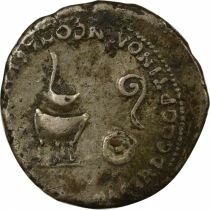 Roman Empire Nero - Fourree Denarius, Priestly Instruments - Lugdunum