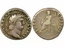 Roman Empire Nero - Silver Denarius, Seated Jupiter - 66 / 67 Rome
