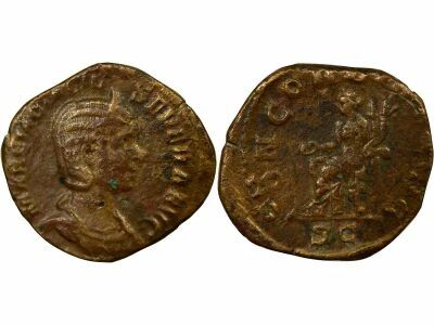 Roman Empire Otacilia Severa - Sestertius, Seated Concordia - 246 Rome