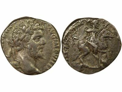 Roman Empire Septimus Severus - Silver Denarius, Emperor on Horseback - 197 Laodicea ad Mare