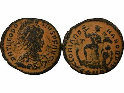 Roman Empire Theodosius I - Maiorina, Galley & Emperor - 379 / 383 Constantinople