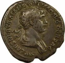 Roman Empire Trajan - Fouree Denarius, Seated Fortuna - 116 Rome