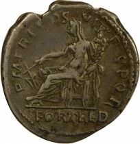 Roman Empire Trajan - Fouree Denarius, Seated Fortuna - 116 Rome