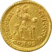 Roman Empire Valentinian II - Gold Solidus, Seated Concordia - 388 / 392 Constantinople