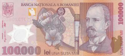 Romania 100,000 Lei - Nicolae Grigorescu - Peasant Woman - Polymer - 2001 - Letter D