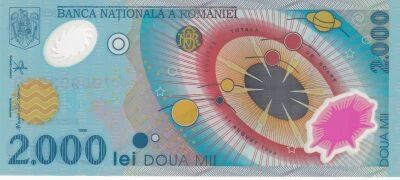 Romania 2000 Lei - Solar eclipse - Solar system - Polymer - 1999 - Letter D