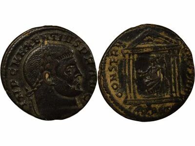 Rome Empire Maxence - Ae, Temple Hexastyle - 308 / 310 Rome