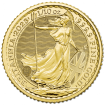 Royaume-Uni 1/10 Once - Britannia OR Royaume-Uni 2023 - Charles III - 10 Pounds