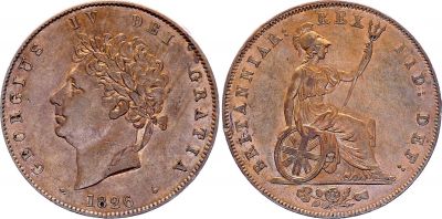 Royaume-Uni 1/2 Penny, George IV - 1826 - SUP