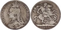 Royaume-Uni 1 Crown Victoria - St George et Dragon - 1889 Argent