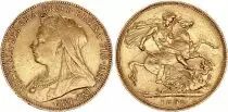 Royaume-Uni 1 Souverain - Reine Vicotria voil&eacute;e - Or - 1898