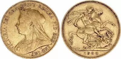 Royaume-Uni 1 Souverain - Reine Vicotria voil�e - Or - 1900