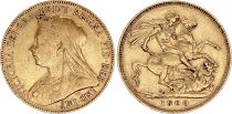 Royaume-Uni 1 Souverain - Reine Vicotria voilée - Or - 1900