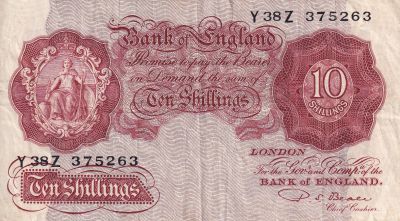 Royaume-Uni 10 Shillings - Britannia - ND (1949-1955) - Série Y - P.368b