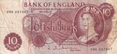 Royaume-Uni 10 Shillings - Elisabeth II - Britannia - ND (1962-1966) - TB - P.373b