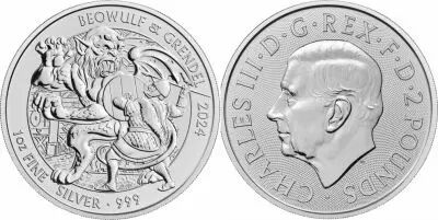 Royaume-Uni 2 Livres Charles III - Beowulf et Grendel- 2024 - Argent
