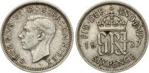 Royaume-Uni 6 Pence années variées 1937-1943 - Armoiries, George VI, argent - Monogramme