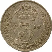 Royaume-Uni George V - 3 Pence Argent - 1918 Londres