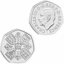 Royaume-Uni Hommage &agrave; la Reine Elisabeth II (1926-2022)  - 50 Pences 2022 BU Royaume-Uni  - Premi&egrave;re pi&egrave;ce avec Charles III