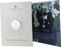 Royaume-Uni Hommage &agrave; la Reine Elisabeth II (1926-2022)  - 50 Pences 2022 BU Royaume-Uni  - Premi&egrave;re pi&egrave;ce avec Charles III