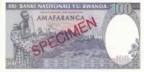 Ruanda 100 Francs - Zebras - Specimen - 1989 - P.19s